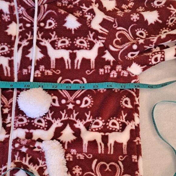 Frankie & Johnny Pajama Top Women's Size Small Plush Hoodie Burgundy Soft - Picture 7 of 8